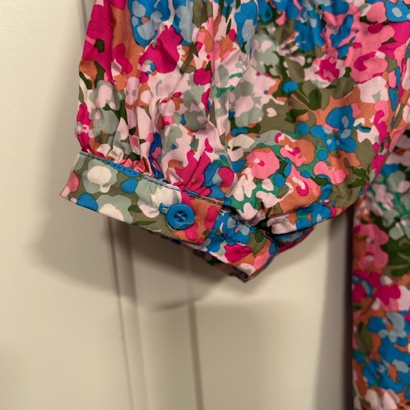 SUGARLIPS Avery Blossom Floral Smocked Mock Neck Top in Dusty Pink Size Small - Picture 9 of 12